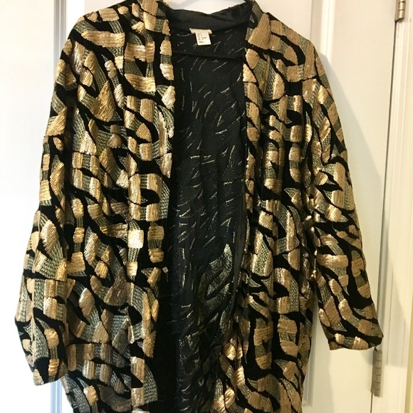 H&M Sequined Embroidered Metallic Cardigan Jacket - Picture 2 of 5